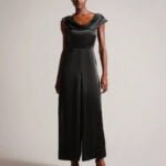 DolynnAsymmetric Draped Neck Satin Jumpsuit