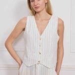 Giselke λινό γιλέκο ριγέ