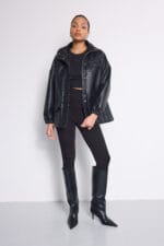 Eco leather jacket με κορδόνι