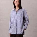 Ριγέ Πουκάμισο Από Βαμβακερή Ποπλίνα