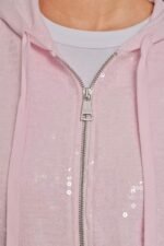 Φούτερ με κουκούλα και φερμουάρ μπροστά με πούλιες - Image 3