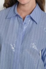 POPLIN BUTTON FRONT SHIRT WITH SEQUINS - Image 2