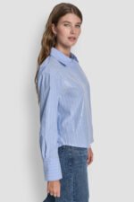 POPLIN BUTTON FRONT SHIRT WITH SEQUINS - Image 4
