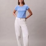 T-Shirt Σε Slim Γραμμή Και Βαμβακερό Ριμπ