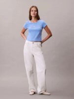 T-Shirt Σε Slim Γραμμή Και Βαμβακερό Ριμπ