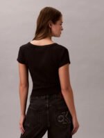 T-Shirt Σε Slim Γραμμή Και Βαμβακερό Ριμπ - Image 5