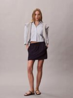 Άνετο Κοντό Ριγέ Πουκάμισο Από Βαμβακερή Ποπλίνα - Image 3