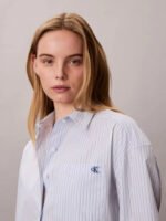 Άνετο Κοντό Ριγέ Πουκάμισο Από Βαμβακερή Ποπλίνα - Image 7