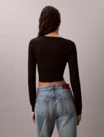 Κοντή ριμπ βαμβακερή ζακέτα - Image 7