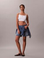 Κοντό τοπ από βαμβακερό καμί με ριμπ ύφανση