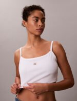 Κοντό τοπ από βαμβακερό καμί με ριμπ ύφανση - Image 3