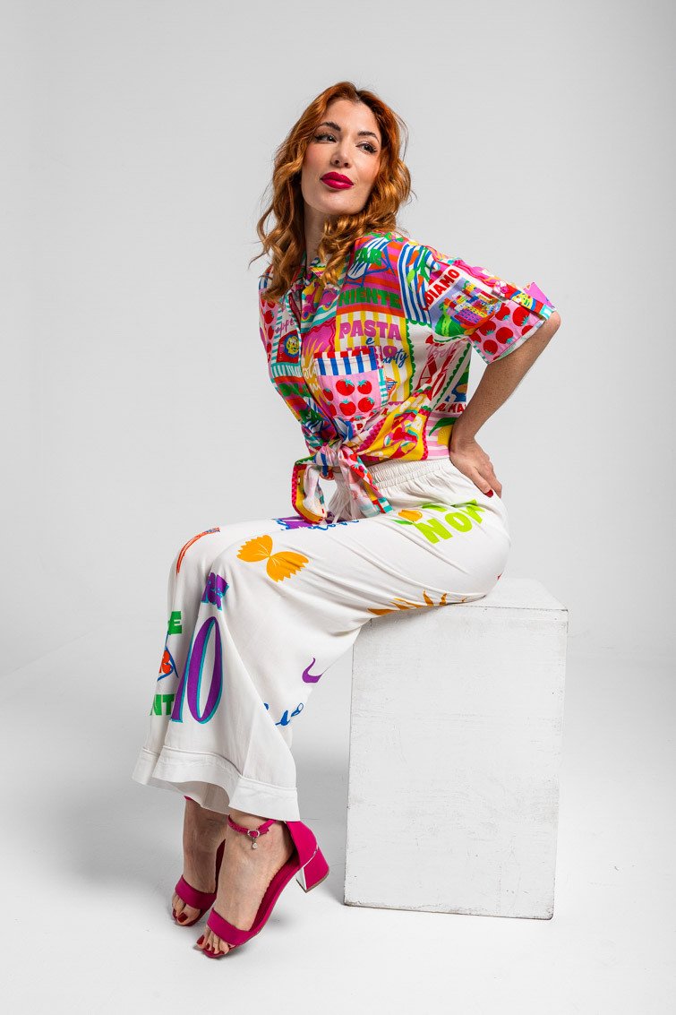 camisa-safari-de-estampado-collage-italiano-dolce-far-niente Πουκάμισο σαφάρι- Dolce Far Niente - Image 1