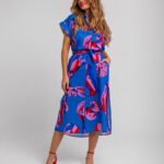 Αμάνικο μπλε μίντι φόρεμα- Rompe el molde