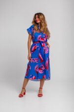 Αμάνικο μπλε μίντι φόρεμα- Rompe el molde