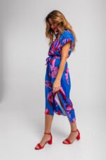 Αμάνικο μπλε μίντι φόρεμα- Rompe el molde - Image 4