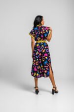 Μαύρο αμάνικο μίντι φόρεμα-πουκάμισο με καλοκαιρινό τύπωμα- Summer time - Image 5