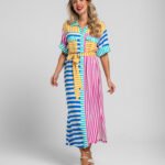 Ριγέ μίντι πουκάμισο σαφάρι- Dolce vita