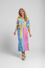 Ριγέ μίντι πουκάμισο σαφάρι- Dolce vita