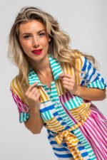 Ριγέ μίντι πουκάμισο σαφάρι- Dolce vita - Image 3