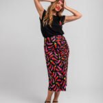 Μαύρη φούστα με πλαϊνά ντραπέ - Picante