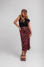 Μαύρη φούστα με πλαϊνά ντραπέ - Picante - Image 3