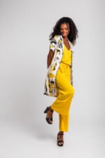 Κοντό φόρεμα-πουκάμισο με λευκό τελείωμα και αιγυπτιακά στοιχεία -La Faraona - Image 7