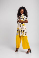 Κοντό φόρεμα-πουκάμισο με λευκό τελείωμα και αιγυπτιακά στοιχεία -La Faraona - Image 6