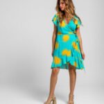 Κοντό φόρεμα με τιρκουάζ βολάν - Oh Sole mio