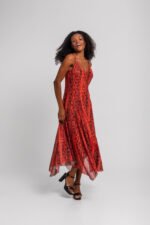 Μακρύ φαρδύ φόρεμα με ρυθμιζόμενες τιράντες- Snake - Image 9