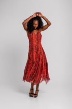 Μακρύ φαρδύ φόρεμα με ρυθμιζόμενες τιράντες- Snake - Image 7