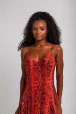 Μακρύ φαρδύ φόρεμα με ρυθμιζόμενες τιράντες- Snake - Image 5