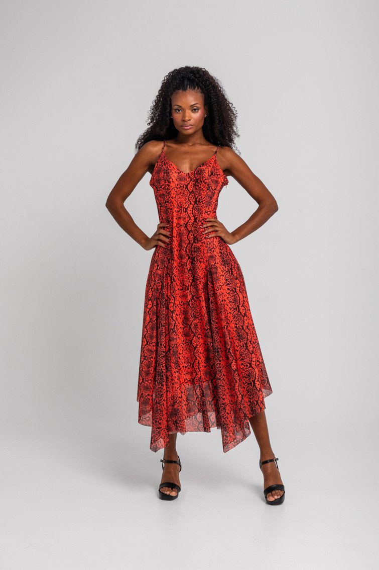 vestido-largo-vuelo-con-tirantes-graduables-serpientes-animal-print-naranja-snake (5) Μακρύ φαρδύ φόρεμα με ρυθμιζόμενες τιράντες- Snake - Image 1