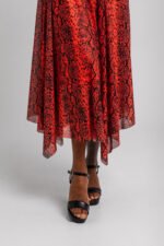 Μακρύ φαρδύ φόρεμα με ρυθμιζόμενες τιράντες- Snake - Image 3