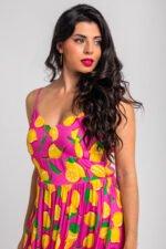 Ροζ λεμονί φόρεμα μίντι μπουστάκι- Limoncello - Image 6