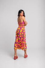 Ροζ λεμονί φόρεμα μίντι μπουστάκι- Limoncello - Image 3