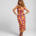 Φόρεμα μίντι με ροζ λαιμόκοψη  - Limoncello