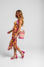 Φόρεμα μίντι με ροζ λαιμόκοψη  - Limoncello - Image 5