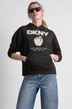 DKNY BIG APPLE RHINESTONE LOGO HOODIE - Image 2