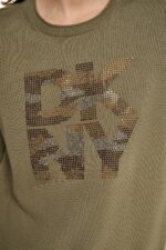CAMO RHINESTONE LOGO SWEATER - Εικόνα 7