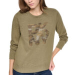 CAMO RHINESTONE LOGO SWEATER