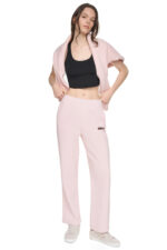 HIGH RISE FLOCKED LOGO RELAXED PANT