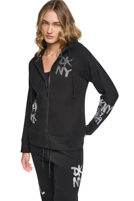 GRAFFITI RHINESTONE FULL-ZIP HOODIE
