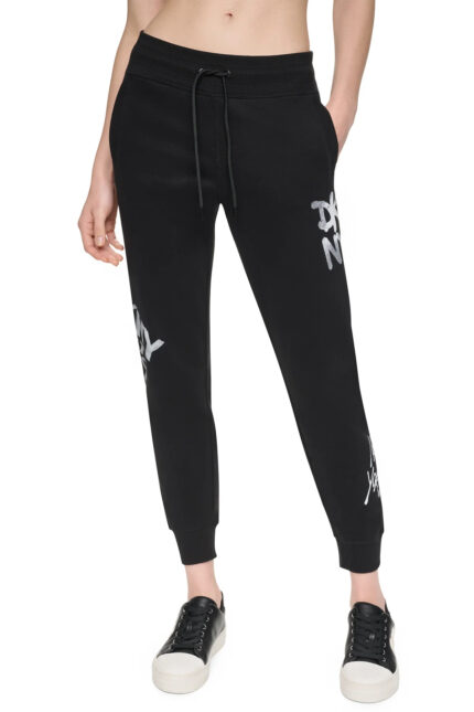 MID-RISE GRAFFITI RHINESTONE LOGO JOGGER