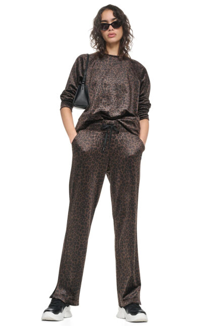 VELOUR ANIMAL PRINT MID-RISE PANT