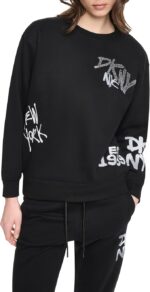 Graffiti Rhinestone Graphic Crewneck Pullover - Εικόνα 8