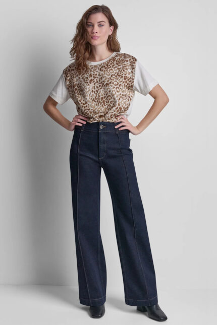 HIGH-RISE PINTUCKED WIDE-LEG JEAN