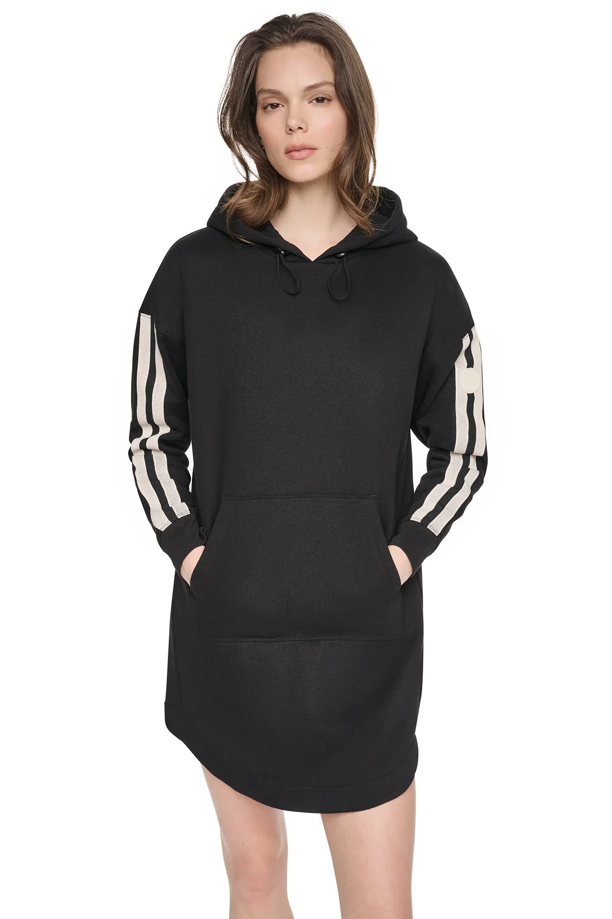 DKNYDP11126_45_DP6D4959_BLK_F STRIPED MINI HOODIE DRESS - Εικόνα 1