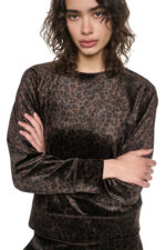 VELOUR ANIMAL PRINT PULLOVER