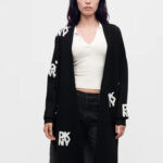 ALL OVER STACK LOGO LONG CARDIGAN