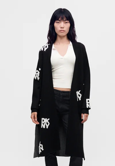 ALL OVER STACK LOGO LONG CARDIGAN